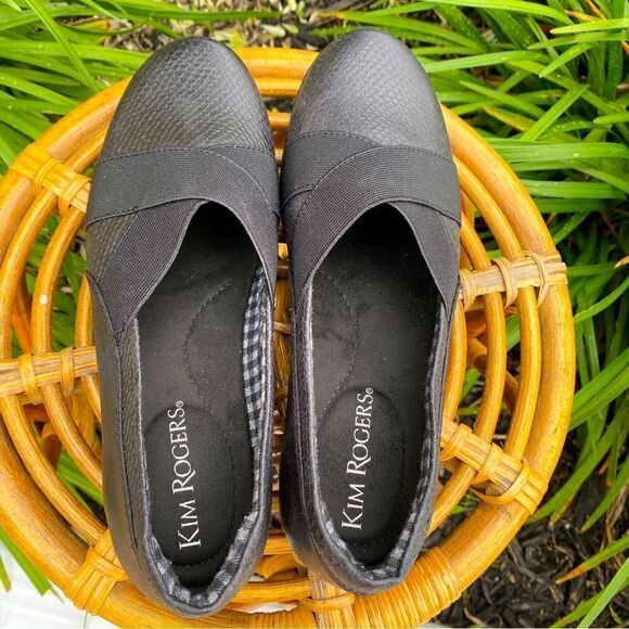 NEW KIM ROGERS DANNERY LACER CUT TEXTURED FAUX LEATHER SLIP ON LOAFERS BLACK 6 - Picture 3 of 8